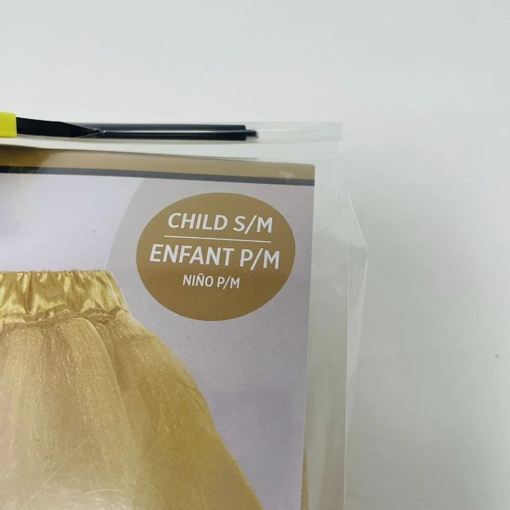 Youth Child Size S/M Mesh Tutu Skirt Gold Ideal for‎ Play Pretend Halloween 440